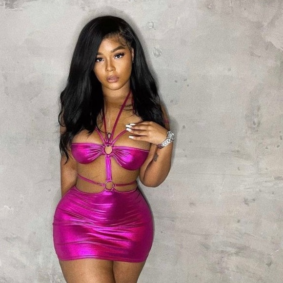 AW Chic Boutique Pink Metallic Dress - Picture 3 of 3